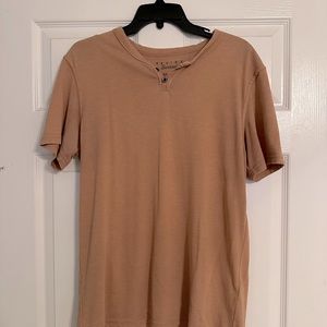 Men’s Lucky Brand Venice Burnout Short Sleeve Henley Yellowish Orange Small